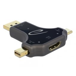 Adaptor 3 in 1 USB-C/ DisplayPort / mini DisplayPort la HDMI 4K@60Hz T-M Negru, Delock 64060