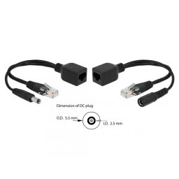 Set adaptor pasiv PoE RJ45 DC 5.5 x 2.5 mm, Delock 66024