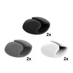 Set 6 buc clips cablu 2 albe/2 gri/2 negre, Delock 18302