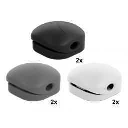 Set 6 buc clips cablu 2 albe/2 gri/ 2 negre, Delock 18299