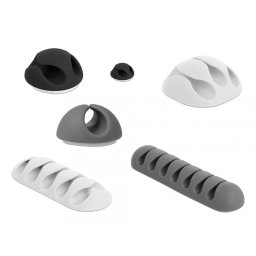 Set 6 buc ghidaje cablu diverse sloturi Gri/Alb/Negru, Delock 18300