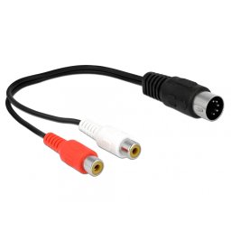 Adaptor dioda DIN 5 pini la 2 x RCA T-M 20cm, Delock 85835