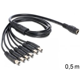 Cablu DC Splitter 5.5mm x 2.1 mm 1 x mama > 6 x tata, Delock 83289