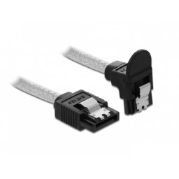 Cablu SATA III drept/unghi jos 70cm Transparent, Delock 85347