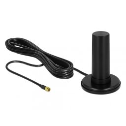 Antena de exterior fixa omnidirectionala 5G LTE SMA plug 0 - 3 dBi 3m Negru, Delock 12590