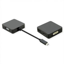 Adaptor USB-C la VGA / DVI / HDMI / Displayport 4K60Hz T-M 0.1m Negru, Value 12.99.3231