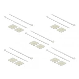 Set 10 bride 250 x 7.2 mm + suport prindere 40 x 40 mm Alb, Delock 18679