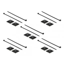 Set 10 bride 250 x 7.2 mm + suport prindere 40 x 40 mm Negru, Delock 18675