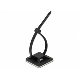 Set 10 bride 300 x 3.4 mm + suport prindere 28 x 28 mm Negru, Delock 18681