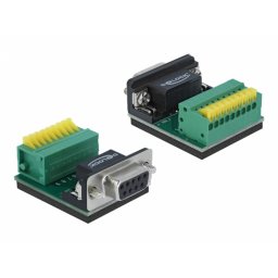 Bloc terminal 9 pini la serial DB9 RS232 mama cu Push Button, Delock 66322