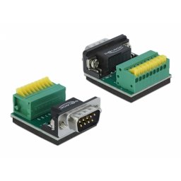 Bloc terminal 9 pini la serial DB9 RS232 tata cu Push Button, Delock 66321