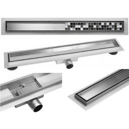 Rigola dus integrala din inox 600mm cu gratar/acoperire ceramica