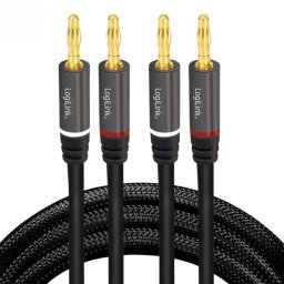 Cablu boxe 2 x 2 banana T-T 3m Negru, Logilink CA1210
