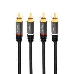 Cablu 2 x RCA la 2 x RCA T-T 7.5m Negru, Logilink CA1208