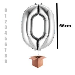 Balon folie cifra argintiu umflat cu heliu 66cm
