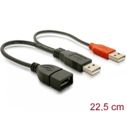 Cablu USB 2.0 in Y date + alimentare 22cm, Delock 65306