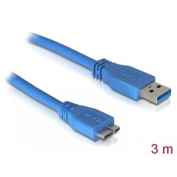 Cablu micro-B USB 3.0 la USB-A T-T 3m Bleu, Delock 82533