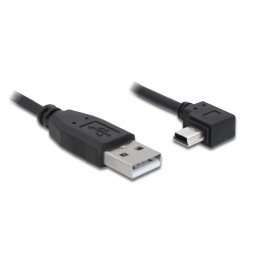 Cablu USB 2.0 la mini USB-B T-T unghi 90 grade 1m, Delock 82681