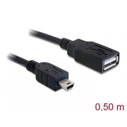 Cablu USB 2.0 la mini USB M - T 0.5m, Delock 82905