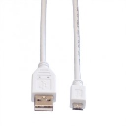 Cablu USB 2.0 la micro USB-B T-T 0.8m Alb, Value 11.99.8754*