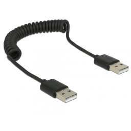 Cablu USB 2.0 T-T spiralat 20-60cm, Delock 83239