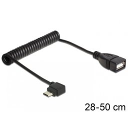 Cablu USB micro-B T in unghi la USB 2.0-A M OTG spiralat, Delock 83354