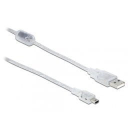 Cablu USB la mini USB-B 2.0 1.5m transparent, Delock 83906