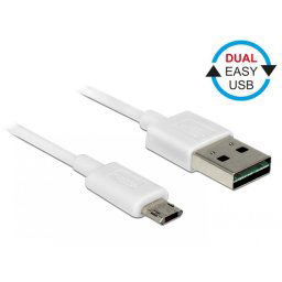 Cablu EASY-USB 2.0 tip A la EASY-USB 2.0 tip Micro-B T-T Alb 0.2m, Delock 84805