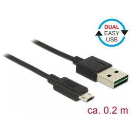 Cablu EASY-USB 2.0 tip A la EASY-USB 2.0 tip Micro-B T-T Negru 0.2m, Delock 84804