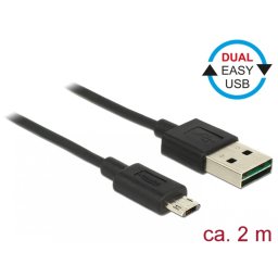 Cablu EASY-USB 2.0 tip A la EASY-USB 2.0 tip Micro-B T-T Negru 2m, Delock 83850