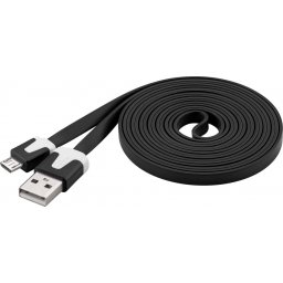 Cablu date si incarcare USB la micro USB-B Flat Negru 2m, Goobay W68796