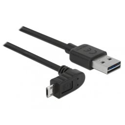 Cablu EASY-USB 2.0 tip A la micro USB-B EASY-USB unghi sus/jos T-T 3m Negru, Delock 83857