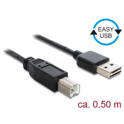 Cablu EASY-USB 2.0 tip A la USB-B T-T 0.5m Negru, Delock 83684