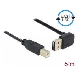 Cablu EASY-USB 2.0 tip A unghi sus/jos la USB-B T-T 5m Negru, Delock 83542