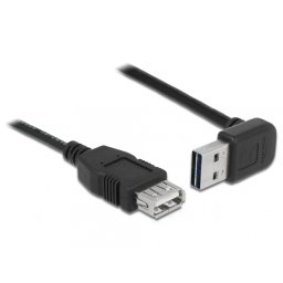 Cablu prelungitor EASY-USB 2.0 tip A unghi sus/jos T-M 0.5m Negru, Delock 85185