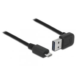 Cablu EASY-USB 2.0 tip A unghi sus/jos la micro USB-B T-T 1m Negru, Delock 83535