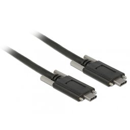 Cablu SuperSpeed USB 10 Gbps (USB 3.1 Gen 2) tip C cu suruburi pe laterale T-T 1m Negru, Delock 83720