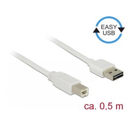Cablu EASY-USB 2.0 tip A la USB-B T-T 0.5m Alb, Delock 83685