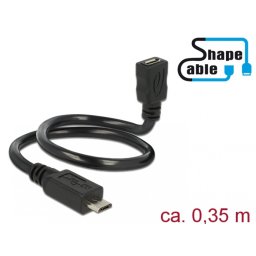 Cablu prelungitor micro USB-B 5 pini 2.0 T-M OTG ShapeCable 0.35m, Delock 83924