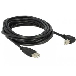 Cablu USB 2.0-A la USB 2.0-B unghi 90° T-T 5m Negru, Delock 83530