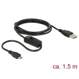 Cablu USB 2.0 la micro USB-B de incarcare cu switch pentru Raspberry Pi 1.5m, Delock 84803