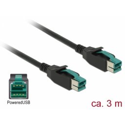 Cablu PoweredUSB 12V T-T 3m pentru POS/terminale, Delock 85494