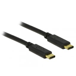 Cablu USB 2.0 tip C T-T Negru 2m 3A, Delock 83332