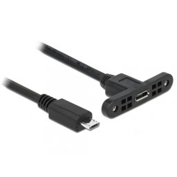 Cablu prelungitor micro USB-B USB 2.0 panel-mount la micro-B USB 2.0 M-T 1m, Delock 85246