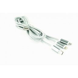 Cablu USB 2.0 la Micro USB-B, USB-C si Lightning Apple 1m, Gembird CC-USB2-AM31-1M-S