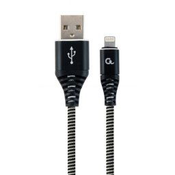 Cablu date + incarcare USB la iPhone Lightning Premium 1m Negru/Alb, Gembird CC-USB2B-AMLM-1M-BW