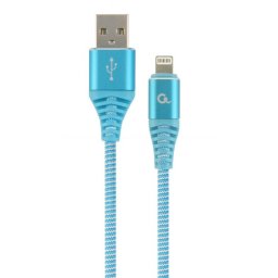 Cablu date + incarcare USB la iPhone Lightning Premium 1m Bleu/Alb, Gembird CC-USB2B-AMLM-1M-VW