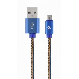 Cablu micro USB-B la USB 2.0 Premium jeans (denim) 1m, Gembird CC-USB2J-AMmBM-1M-BL