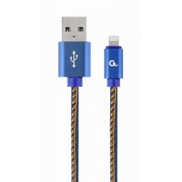 Cablu USB 2.0 la iPhone Lightning Premium jeans (denim) 1m, Gembird CC-USB2J-AMLM-1M-BL