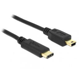 Cablu USB 2.0 tip C la mini USB-B T-T 0.5m Negru, Delock 83335